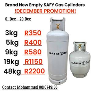 Brand New SAFY Empty Gas Cylinders December Festive Season PROMOTION