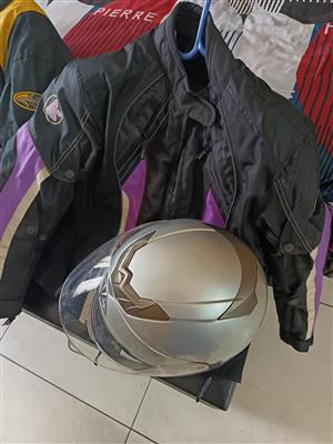 Small bikers jacket and helmet