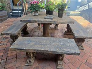 Stone table and seatings 8 seater