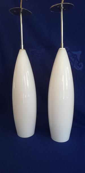 Art Deco White Frosted Glass Pendant Lights