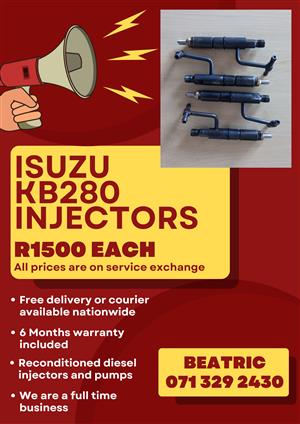 ISUZU KB280 INJECTORS FOR SALE WITH WARRANTY INCLUDED 