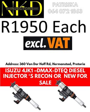 ISUZU 4JK1 - DMAX -INJECTORS FOR TRUCK AND BAKKIES 