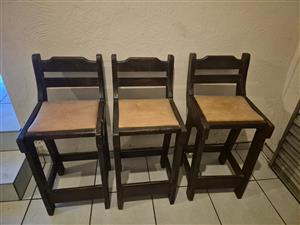Wooden bar with 3 chairs