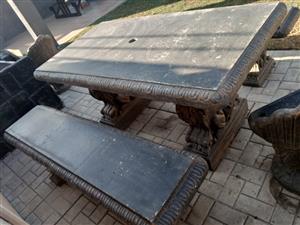 Outside table and seats (cement/concrete)