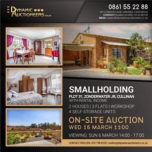SMALLHOLDING WITH RENTAL INCOME IN CULLINAN GOING ON AUCTION