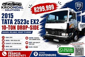2015 Tata 2423C EX2 10 ton drop-side truck