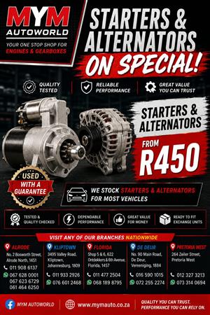 Starter & alternatives for sale 