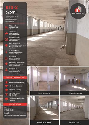 B10-2 – 525m² Factory, Storage, Distribution Space To Let
