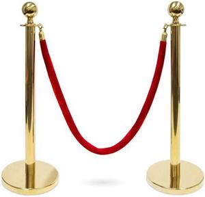 Gold stanchions with red rope for events