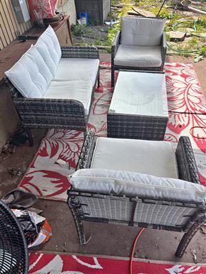 Outdoor Furniture Set, 5-Pc Patio Wicker Sofa Set with 3-Seat Couch M2728