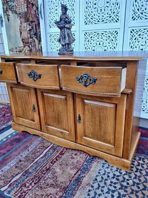 Classic Oak Sideboard with Ornate Hardware