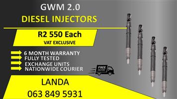 GWM 2.0 DIESEL INJECTORS FOR SALE OR RECON WITH WARRANTY          
