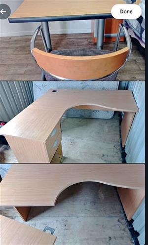 L sectional desk + ​Compact Table & Chair Set