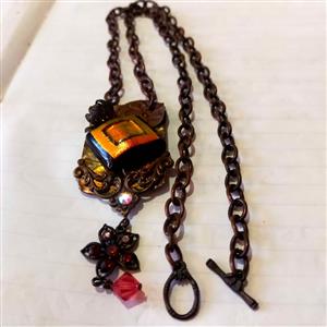 Copper Victorian revival Czech art Deco necklace