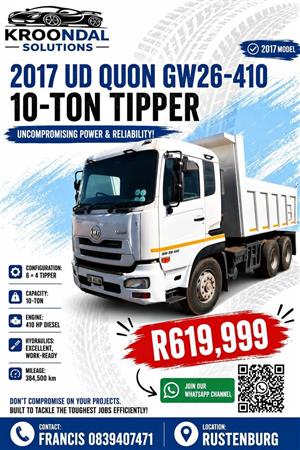 2017 Nissan UD Quo GW26-410 10 Cube Tipper Truck