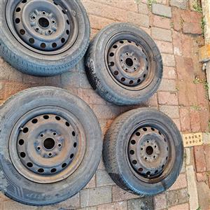 14 inch wheels with tyres each 550  Pcd is 5x112 Pcd is 5x114