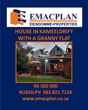 EXCITING AND INTERESTING HOUSE IN KAMEELDRIFT EAST FOR SALE. ROODEPLAAT EMACPLAN