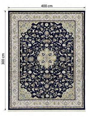 Premium Istanbul Rugs Collection – Navy & Cream Floral Medallion Masterpiece (3m x 4m)