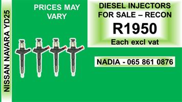 NISSAN NAVARA YD25 DIESEL INJECTORS FOR SALE OR TO RECON
