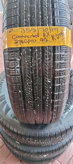 4x Continental bakkie 17 tyres 90%