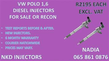DIESEL INJECTORS FOR SALE FOR VW POLO 1.6 WARRANTY INCLUDED
