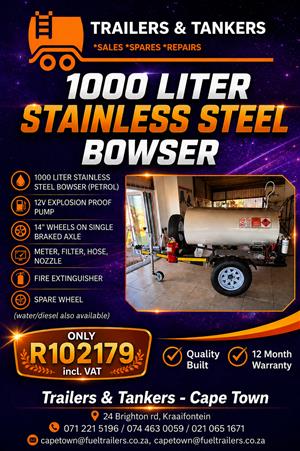 1000 LITER STAINLESS STEEL BOWSER