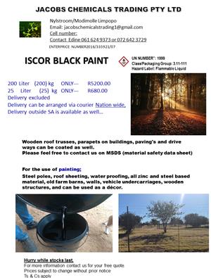 Iscor Black Bitumen Paint 210l drum 