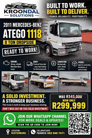 2011 Mercedes Benz Atego 1118 8 top drop-side