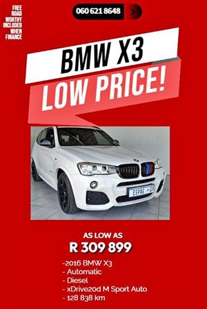 2016 BMW x3 xDrive20d M Sport Auto