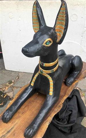 Large Anubis Sculpture on Solid Wood — 85cm — Sun City Artist — Sandton