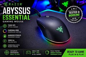 Razer Abyssus Essential Gaming Mouse | 7200 DPI | RGB Chroma Lighting | Fully Tested
