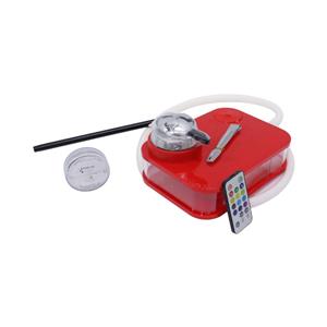 Hookah Shisha Hot Box - Changeable LED Lights - Tong - Pipes & Remote (red)