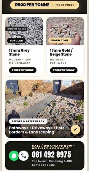Landscaping garden rocks and crushed stones for sale 