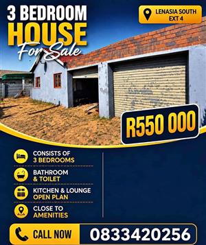 3 bedroom house for sale in Lenasia South