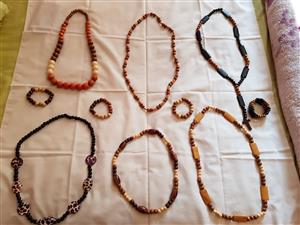 WOODEN BEAD NECKLACES AND BRACELETS