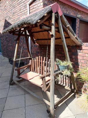 outdoor 2seater, thatched wooden garden swing