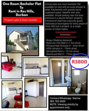 RESERVOIRHILLS PLACE TO LET FOR A SINGLE PERSON 