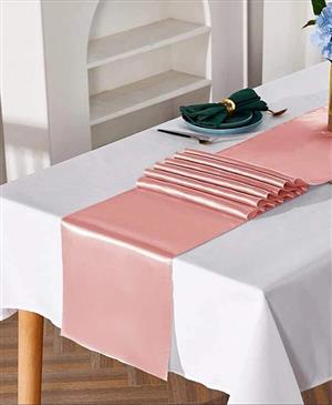 6X SATIN LIGHT PINK TABLE RUNNERS