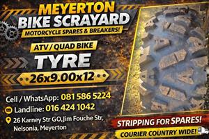 Tyre’s 26 x 9.00 - 12. Meyerton bike scrapyard new & secondhand spares. Andre