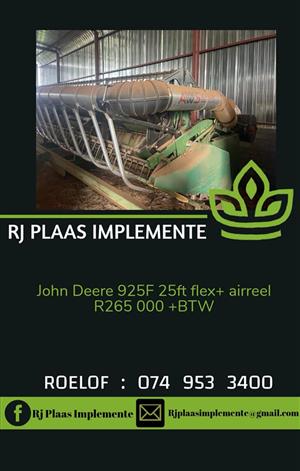 John deere 925F met air reel