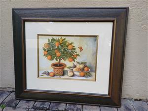 Lady Clare traditional tray orange tree portrait. +-70cm x 80cm.