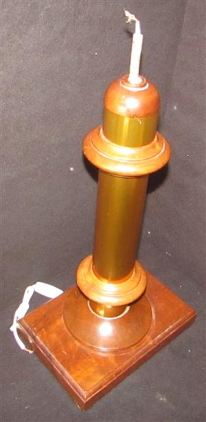 Vintage Wood and Brass Pedestal Lamp