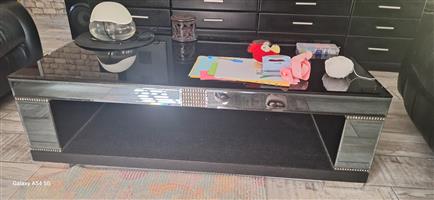 Solid wood glass top coffee table for sale 