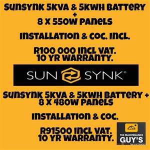 Sunsynk 5kva + 10kwh battery