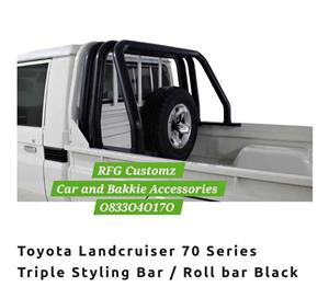 Toyota Landcruiser 70 series triple style black roll bar
