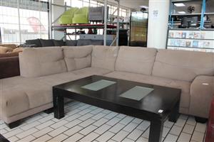 BROWN L SHAPE LOUNGE SUITE(S066558A)