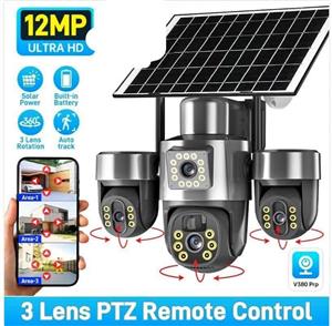 Solar 3 lens PTZ remote control surveillance camera Wifi model  Available on order contact for price