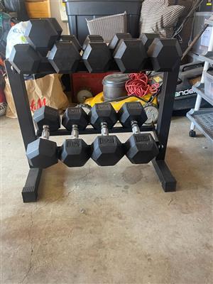 Dumbell Rack 5-15kg -Total weight 84kg weights