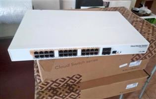 Mikrotik RbcAPGi-5acD2nD AP's. Mikrotik CRS328-24P-4S+RM. Mikrotik PoE network switches.