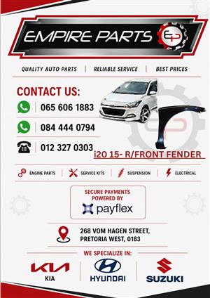 HYUNDAI i20 15-18 RIGHT FRONT FENDER WITH OUT MARKER HOLE NEW FOR SALE
